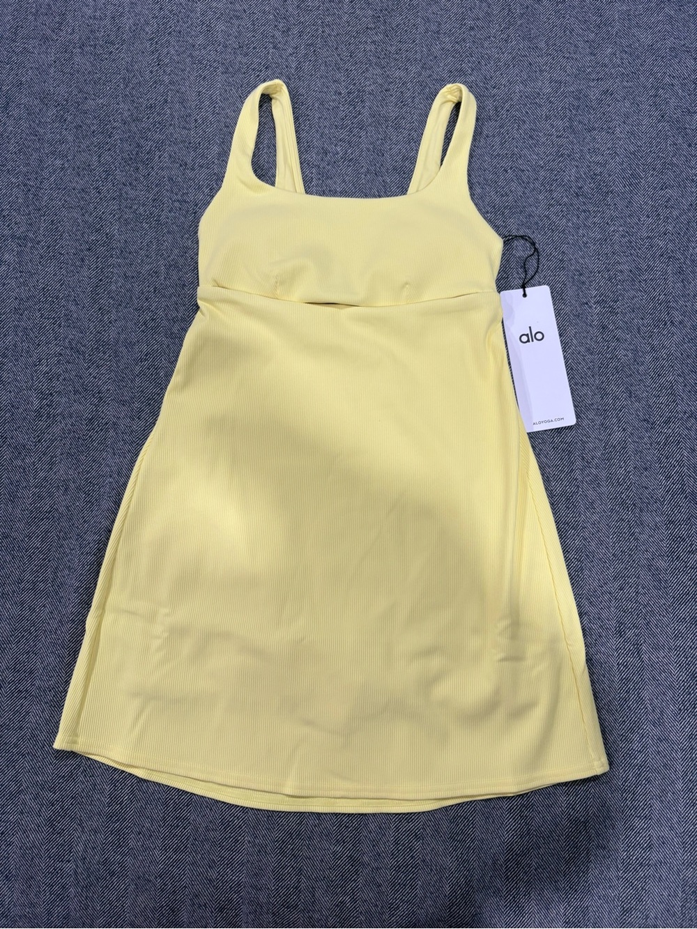 ALO Yoga Yellow Mini Dress with Cutout - Picture 2 of 8